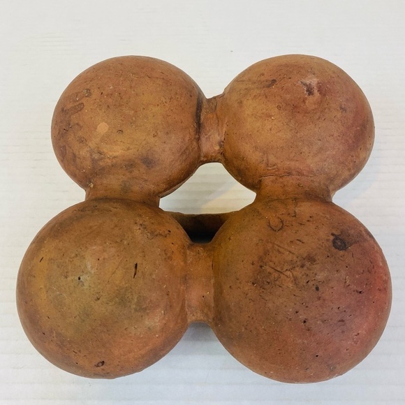 4 Section Primitive Rustic Clay Pot W/ Handle 8” x 8” x 3” - Picture 9 of 10